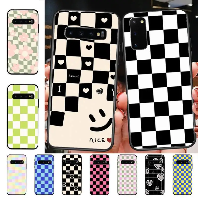 

Lattice Balck Phone Case for Samsung S10 21 20 9 8 plus lite S20 UlTRA 7edge