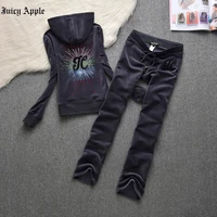 juicy apple tracksuit women casual set fashion woman loose hooded long sleeve and sweatpants two piece suit spring female suit