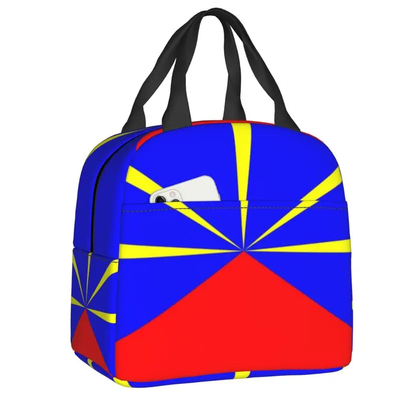 

Индивидуальный 974 Ланч-бокс с флагом острова Реюньон, Женский термоохладитель, изолированный Ланч-бокс для детей, школы