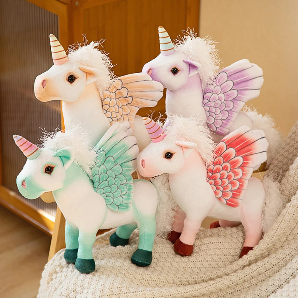 

30cm Kawaii Angel Unicorn Plush Toys Colorful Flying Horse Stuffed Animal Dolls Cute Kids Home Decor Girls Birthday Xmas Gifts