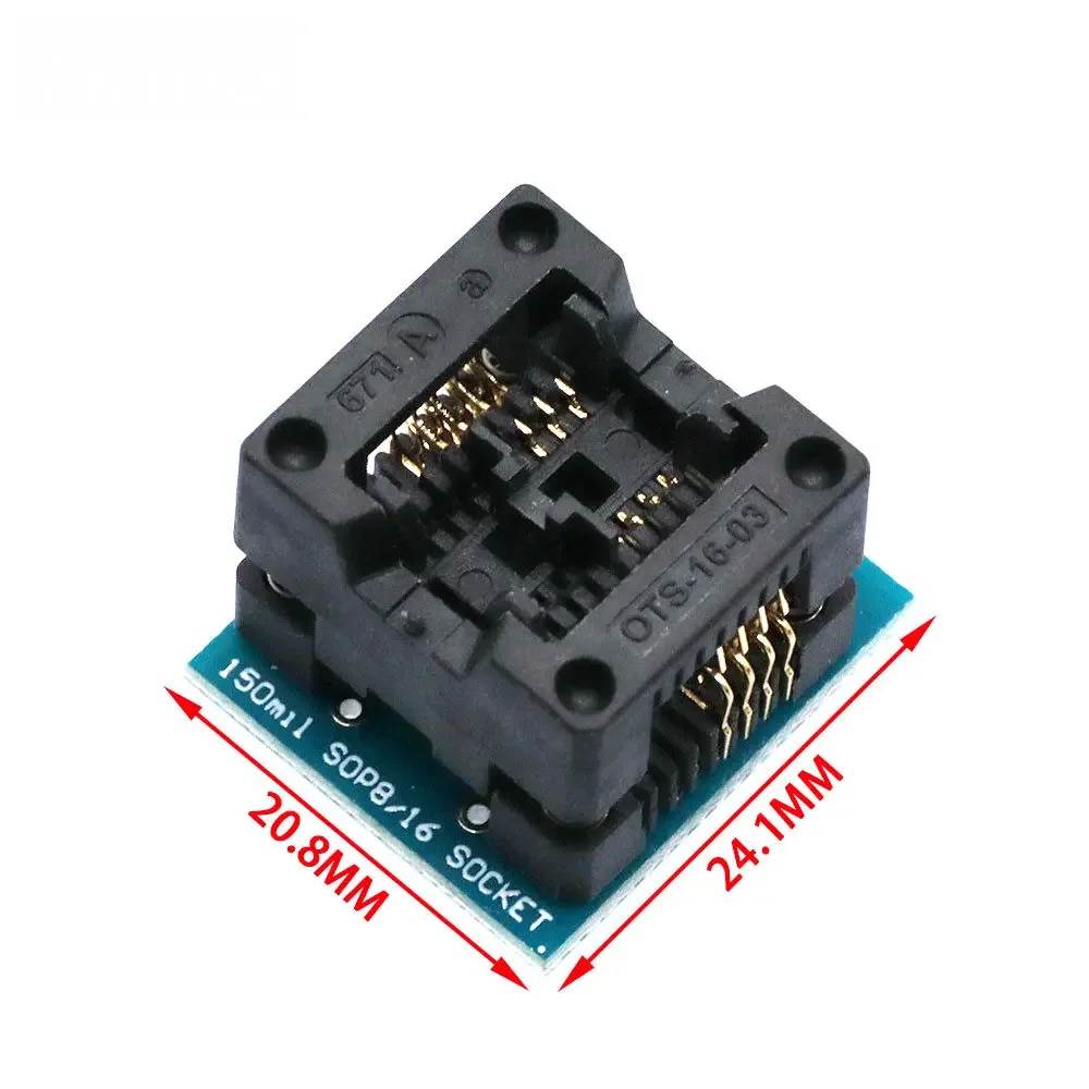 Фото Многофункциональный адаптер SMD-DIP для программирования, тестовая колодка SOP16 150/200mil, SOP8 208/209mil для программатора чипов SPI Flash EEPROM №3