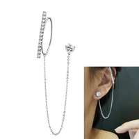 fashion luxury long chain ear hook earring for women clear color cubic zirconia wedding earrings jewelry valentines day gift