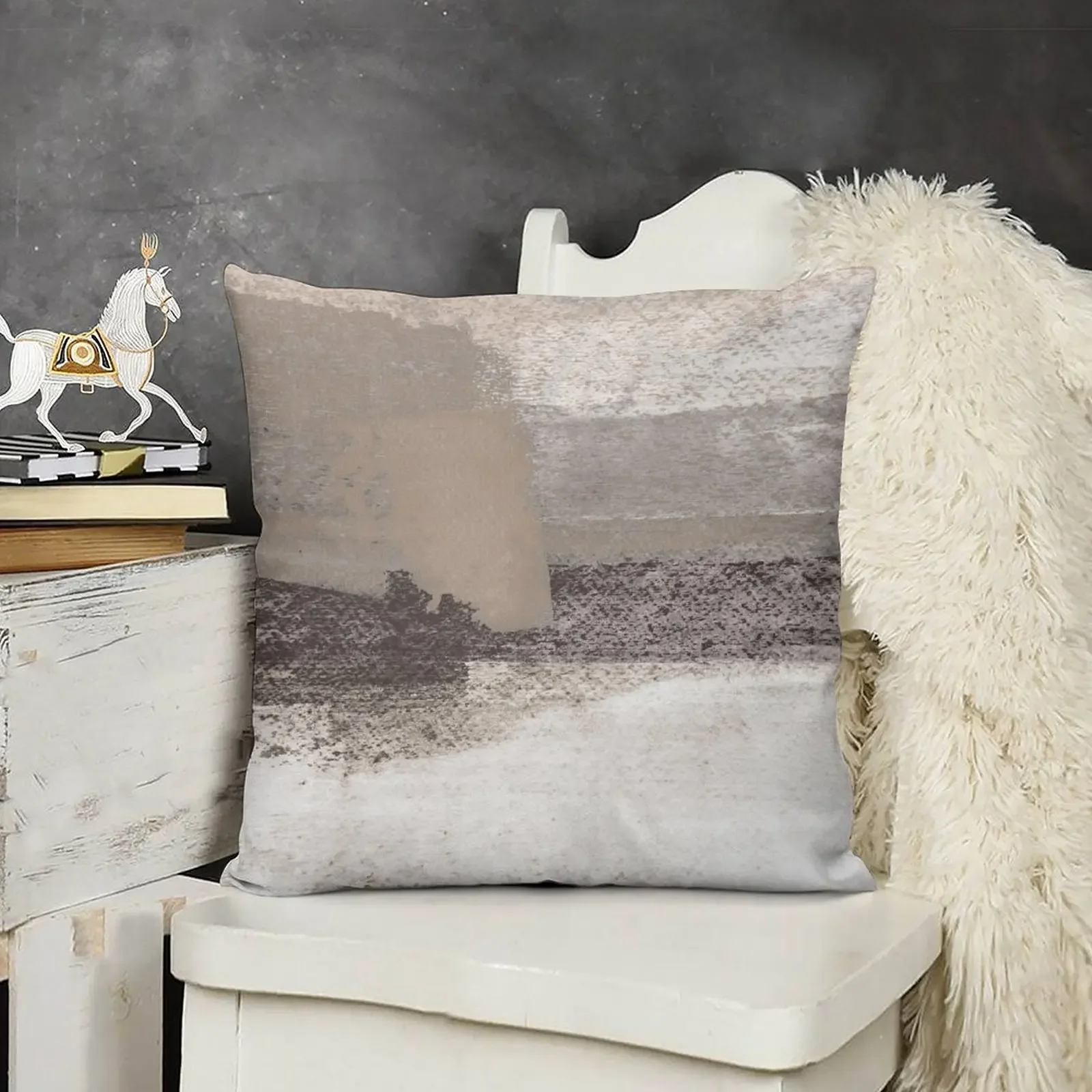 Серо-коричневый и угольно-серый горизонтальный современный абстрактный рисунок