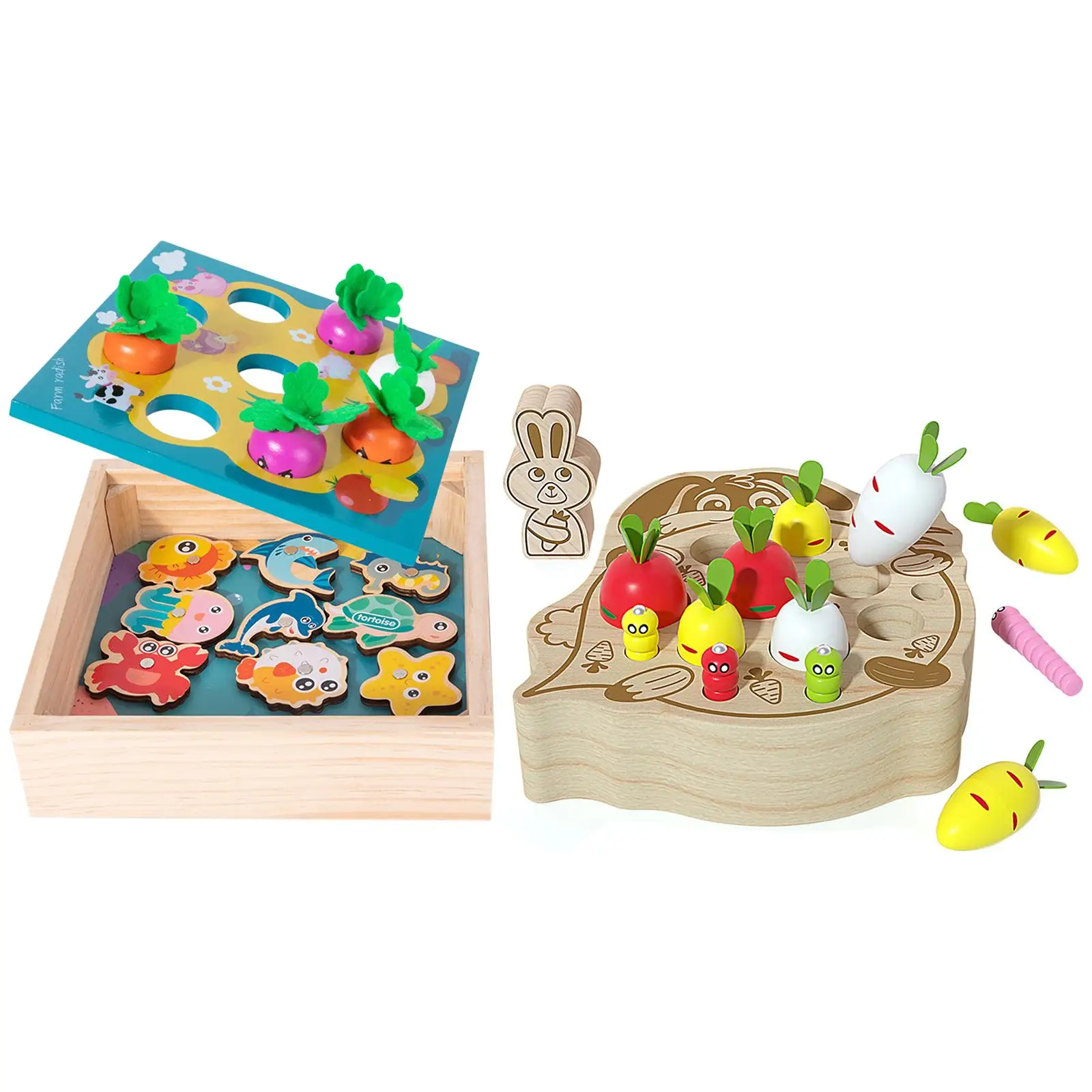 

Montessori Wooden Magnetic Fishing Game Fishing Sorting Toys for Girls Boys Gifts