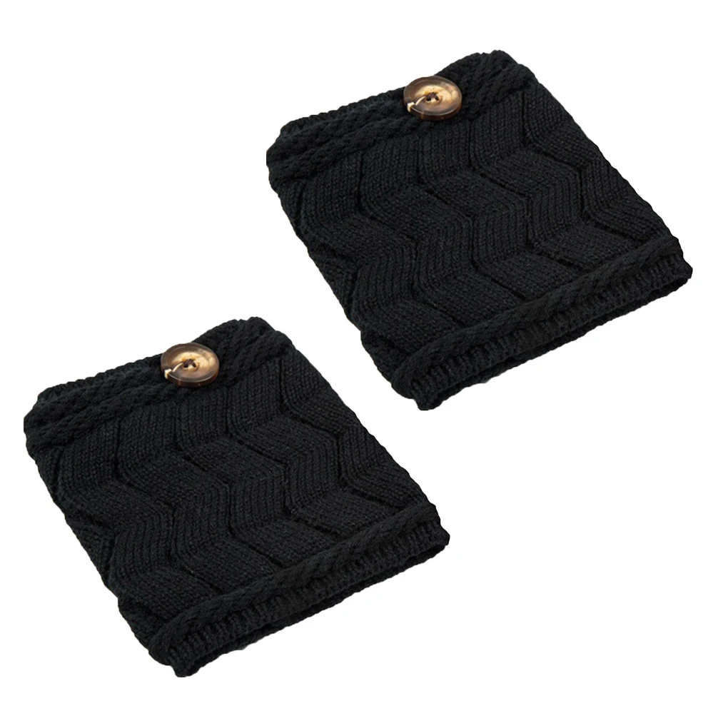 

Leg Warmer Knitted Leg Sleeve Double Layer Thicken Ankle Boot Sock with W Button, Medium Grey