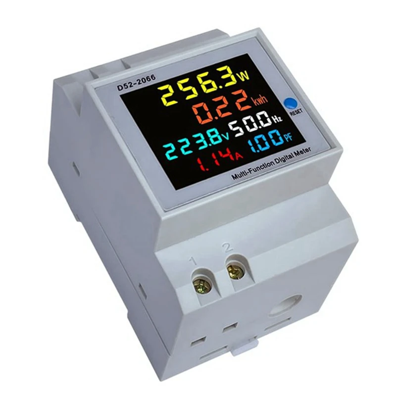 

6IN1 Din Rail AC Monitor Voltage Current Power Factor Active Electric Energy Frequency Meter VOLT AMP AC 250-450V 100A