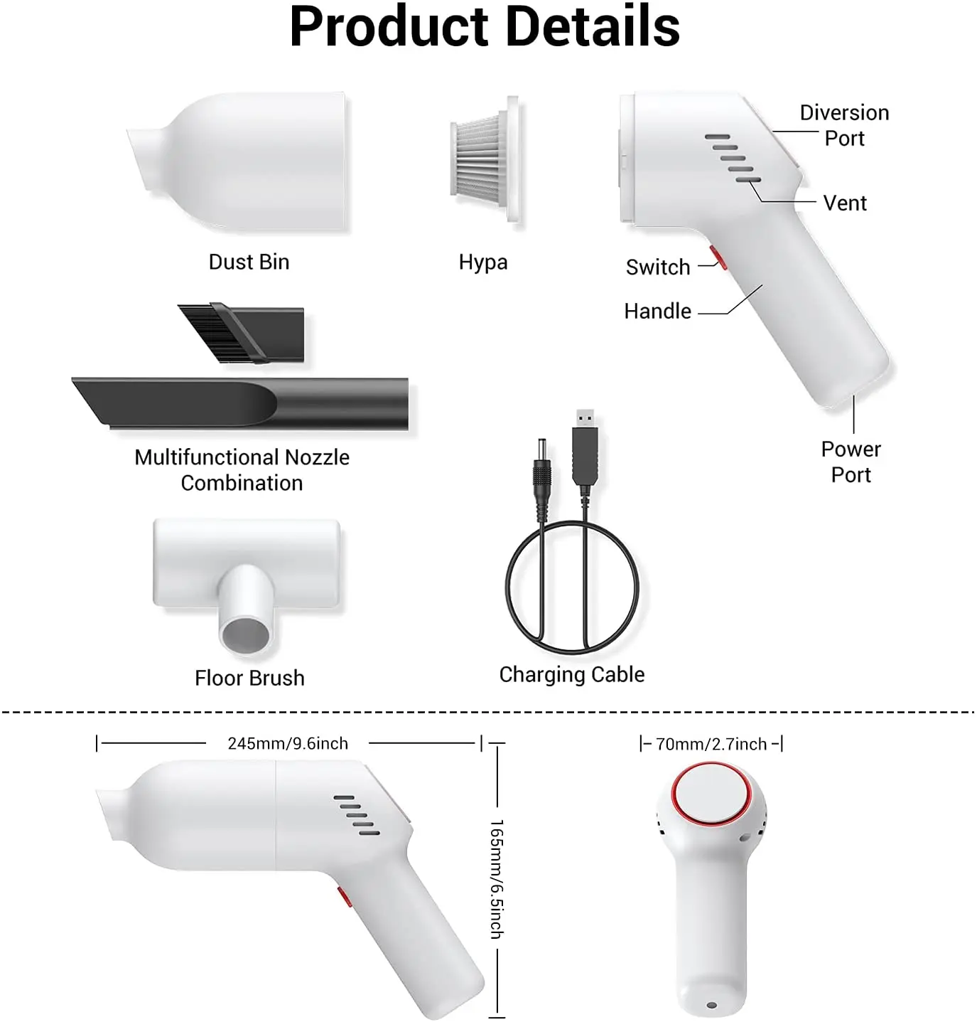 Беспроводной автомобильный пылесос 9000 па Ручной беспроводной мини-пылесос