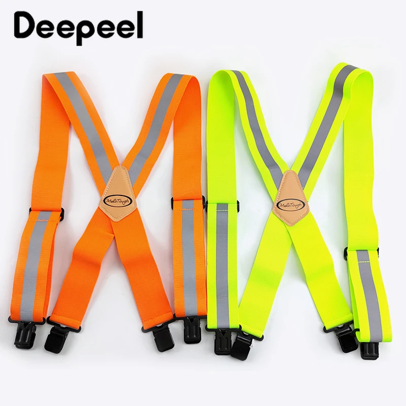 Deepeel-Tirantes de trabajo para hombre, 1 unidad, 5X120cm, tirantes elásticos anchos ajustables, correa tipo X, herramienta naranja fluorescente