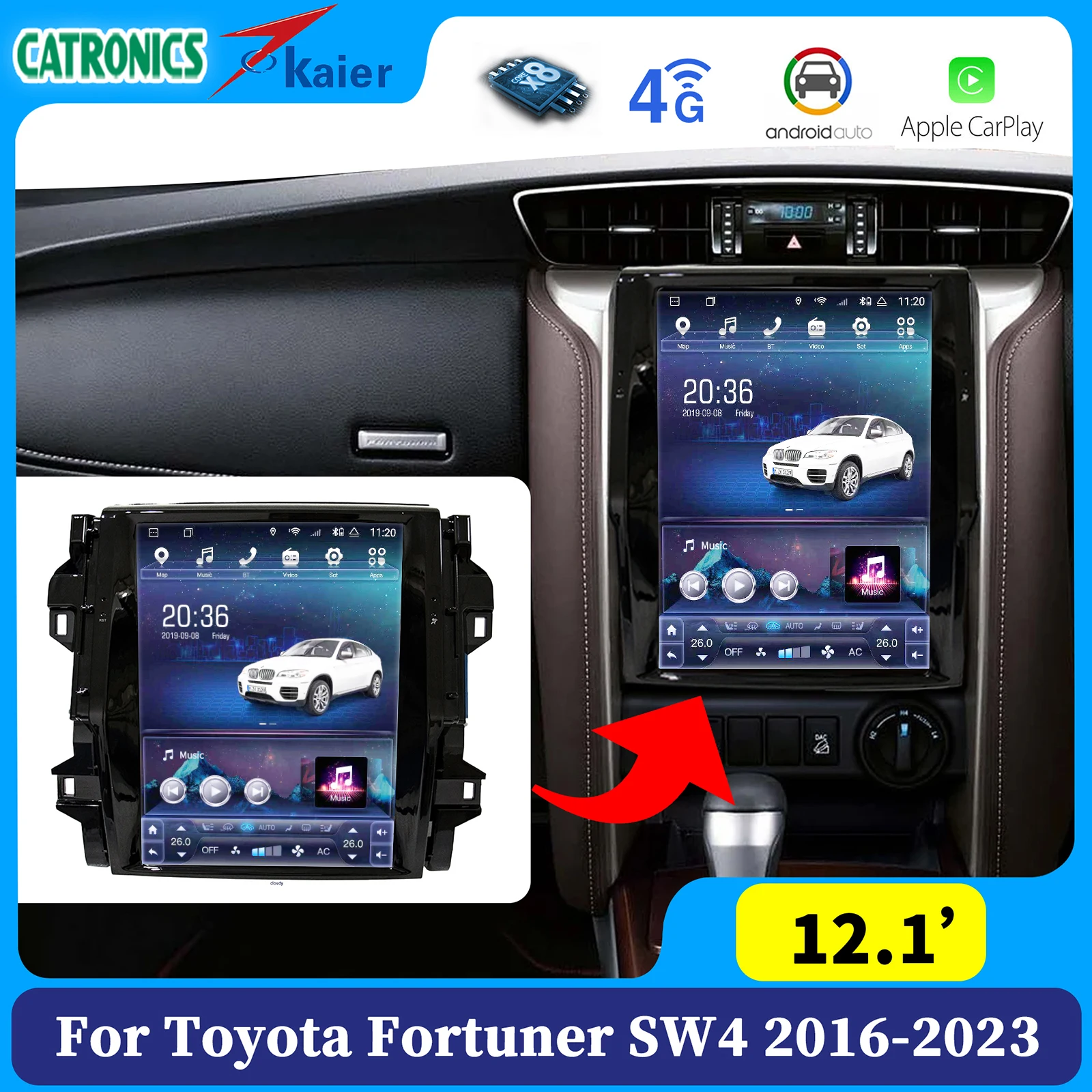 12 1-дюймовый Sw4 Tesla Toyota Hilux 2022 Vigo Multimidia Automotiva Android Fortuner 2018 Радио автоматический Pantalla