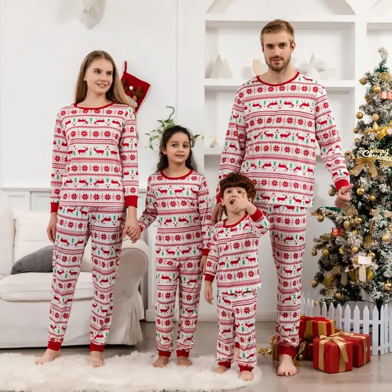 

2024 зимние Семейные парные рождественские пижамы, Папа, мама, детская одежда, рождественские пижамы для семьи, комплект одежды