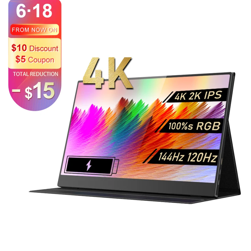 

16inch 4K Touch Screen 2.5K 144HZ Portable Monitor Gaming TYPE C Game For PS4 5 Swich X-BOX Laptop Mini PC Smartphone Extend