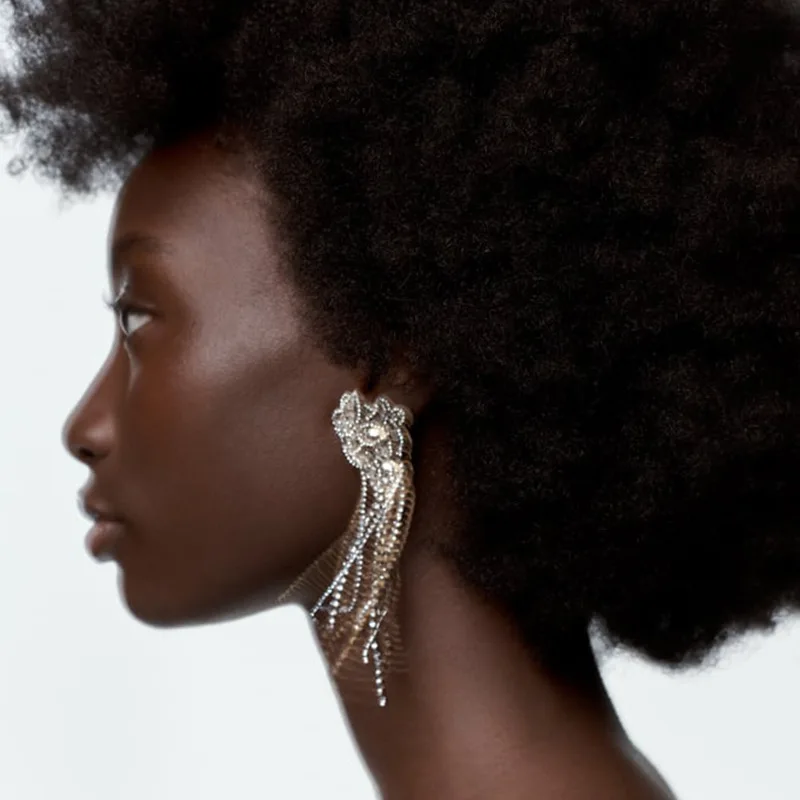 

Новинка 2022, стразы, металлические висячие серьги «Водопад» для женщин, роскошные блестящие подвески, кисточки, ювелирные изделия, подарок В...