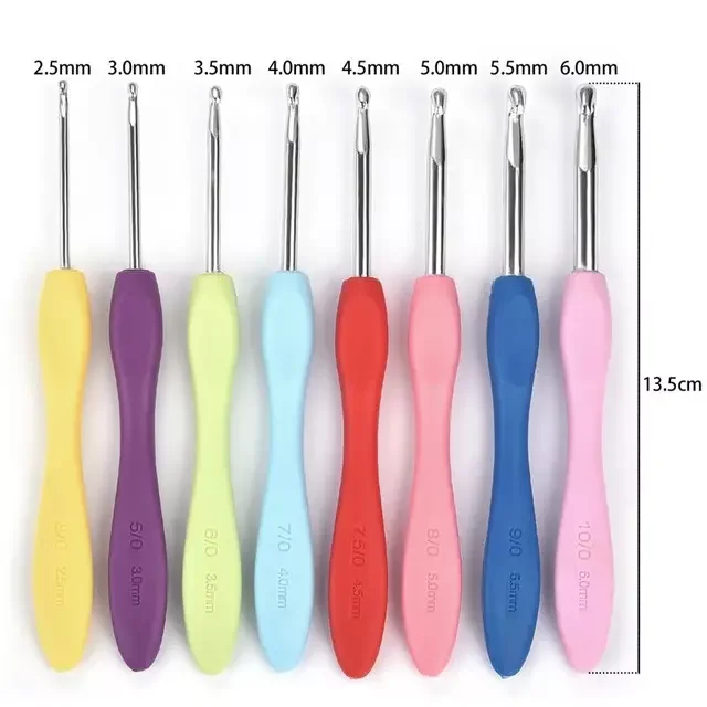 

2022 Set Soft Handles Knitting Needles Crochet Hook 2.5mm-6mm Yarn Sweater Weave Craft Tools Christmas