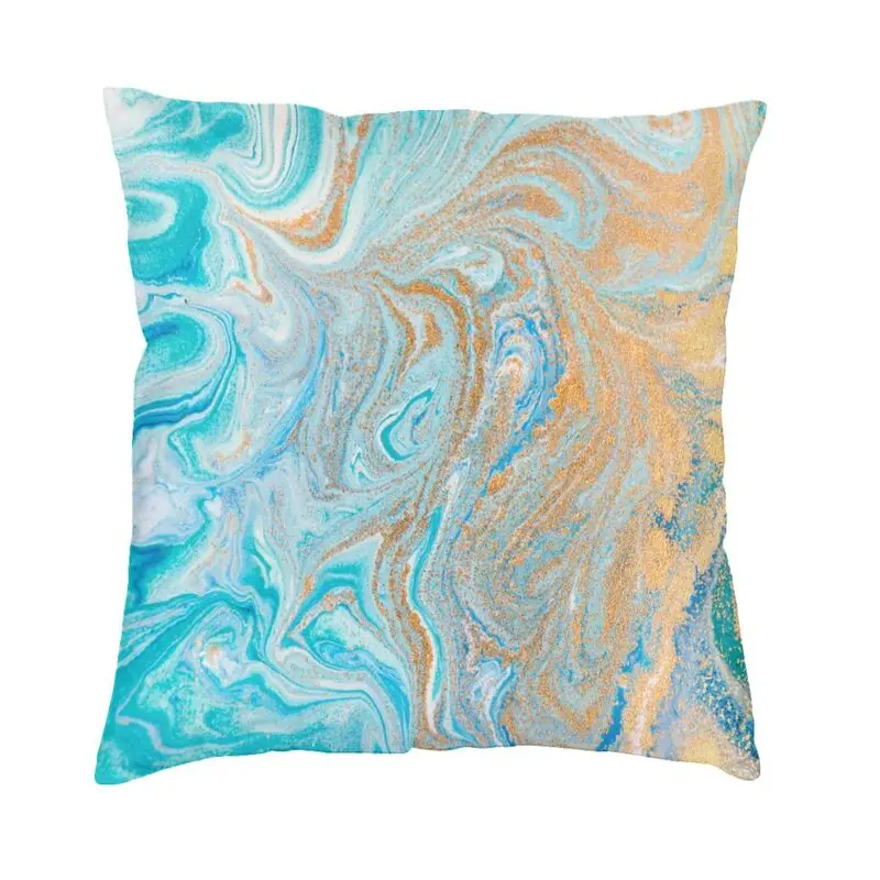 

Turquoise Gold Silver Marble Texture Throw Pillow Covers Home Decorative Abstract Sofa Cushion Cover Square Luxury Pillowcase