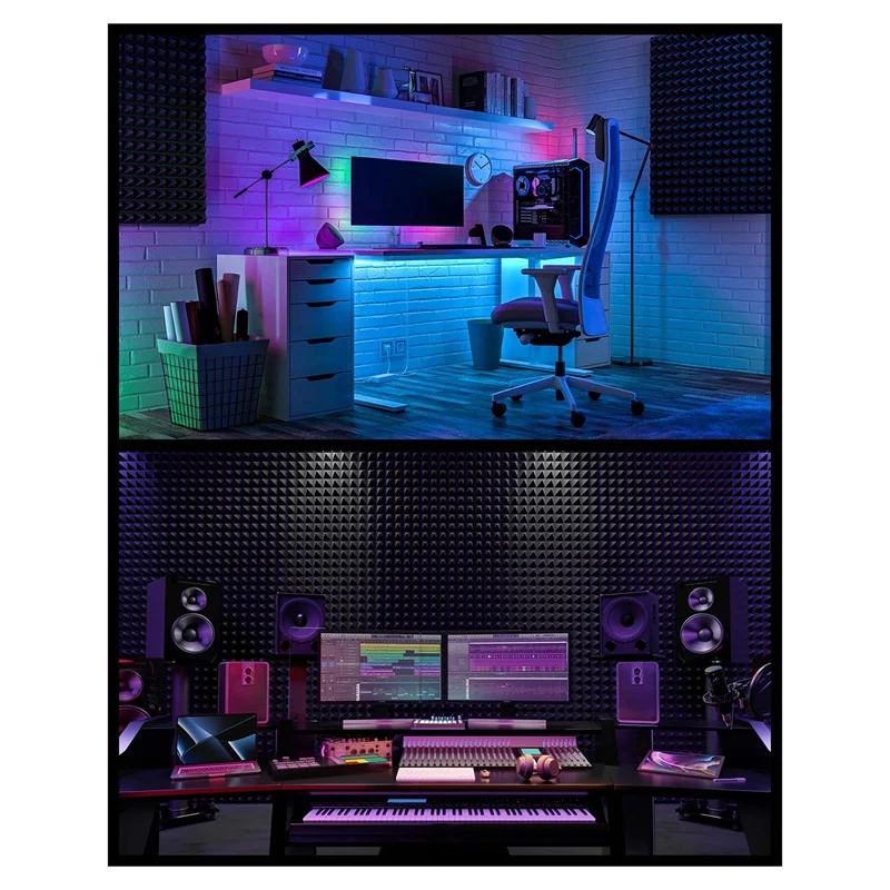 24 Pack Self-Adhesive Sound Proof Foam Panels 2Inch X 12Inch Acoustic For Home Studio Office