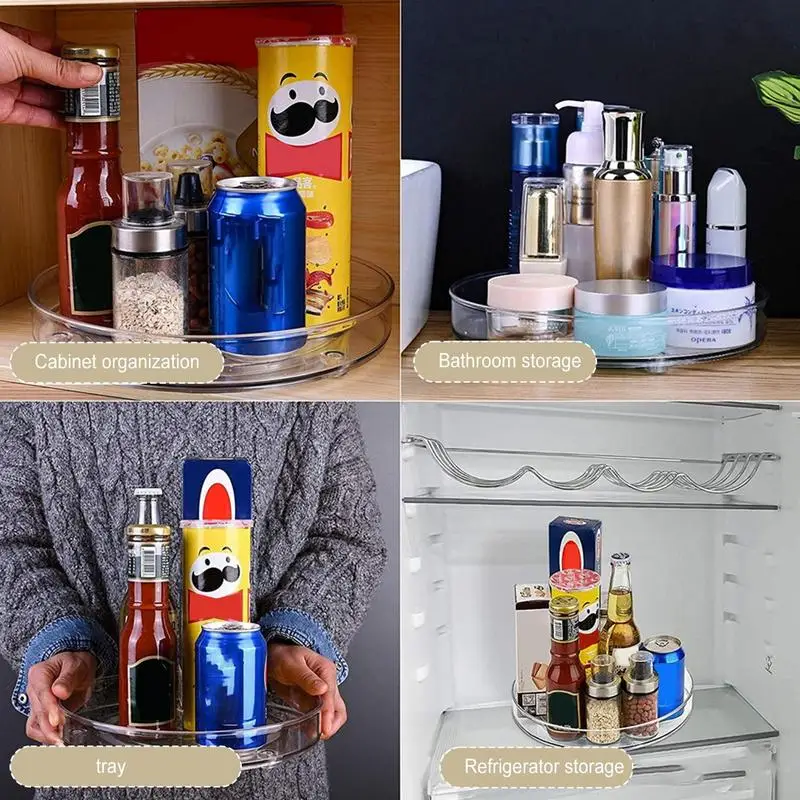 

Turntable Spice Rack Multifunction Clear Rotating Storage Spinning Organizer Turntable Organizer For Spice Jars Snacks Drinks
