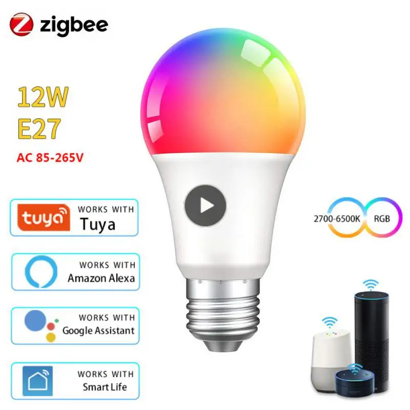 

Smart Light Bulb Smart Home Tuya E27 Lamp Bulb Rgb Led Light Support Alexa Google Home Zigbee Dimmable Color Voice Control Timer