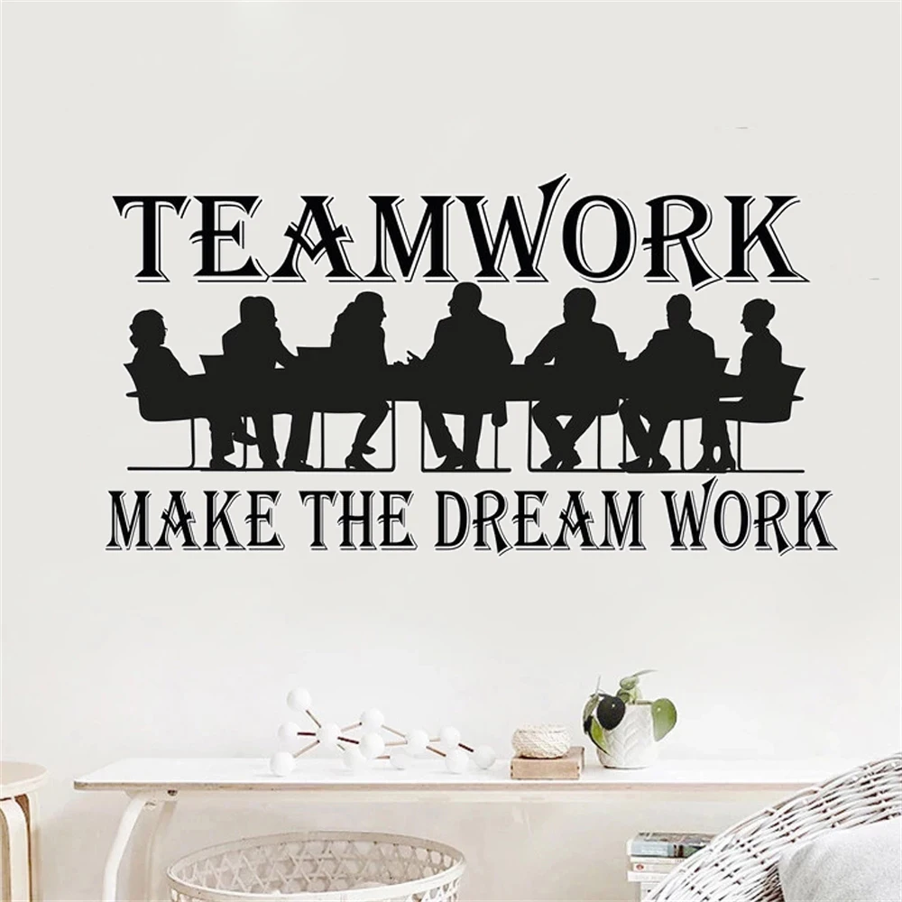 

Teamwork Make The Dream Work Quotes Wall Decals For Office Study Decor Murals Motivational Removable Vinyl Poster HJ1255