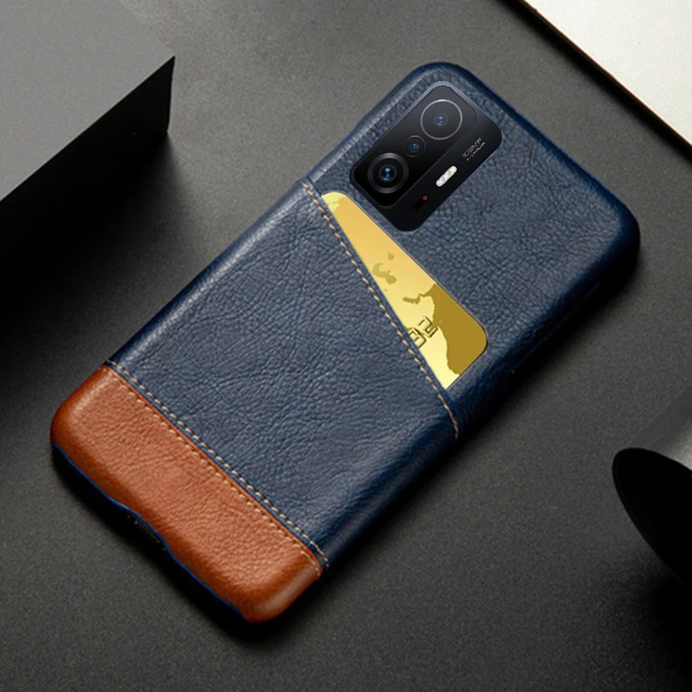

For Xiaomi11T Pro Case 11T 11TPro Cover with 2 Credit Card For Xiaomi 11T Ultra 12X 12 Pro Mi 10 9T 8 Lite ID Holder Slots Capa