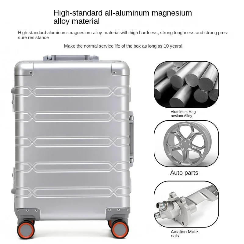 All aluminum-magnesium alloy travel suitcase Business Rolling luggage on wheels trolley luggage Carry-Ons cabin suitcase
