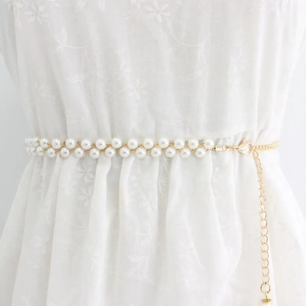 

Pearl Beads Dress Accessories Adjustable Metal Waist Belts Body Chain Waist Corset Chain Belts Women Waist Chain