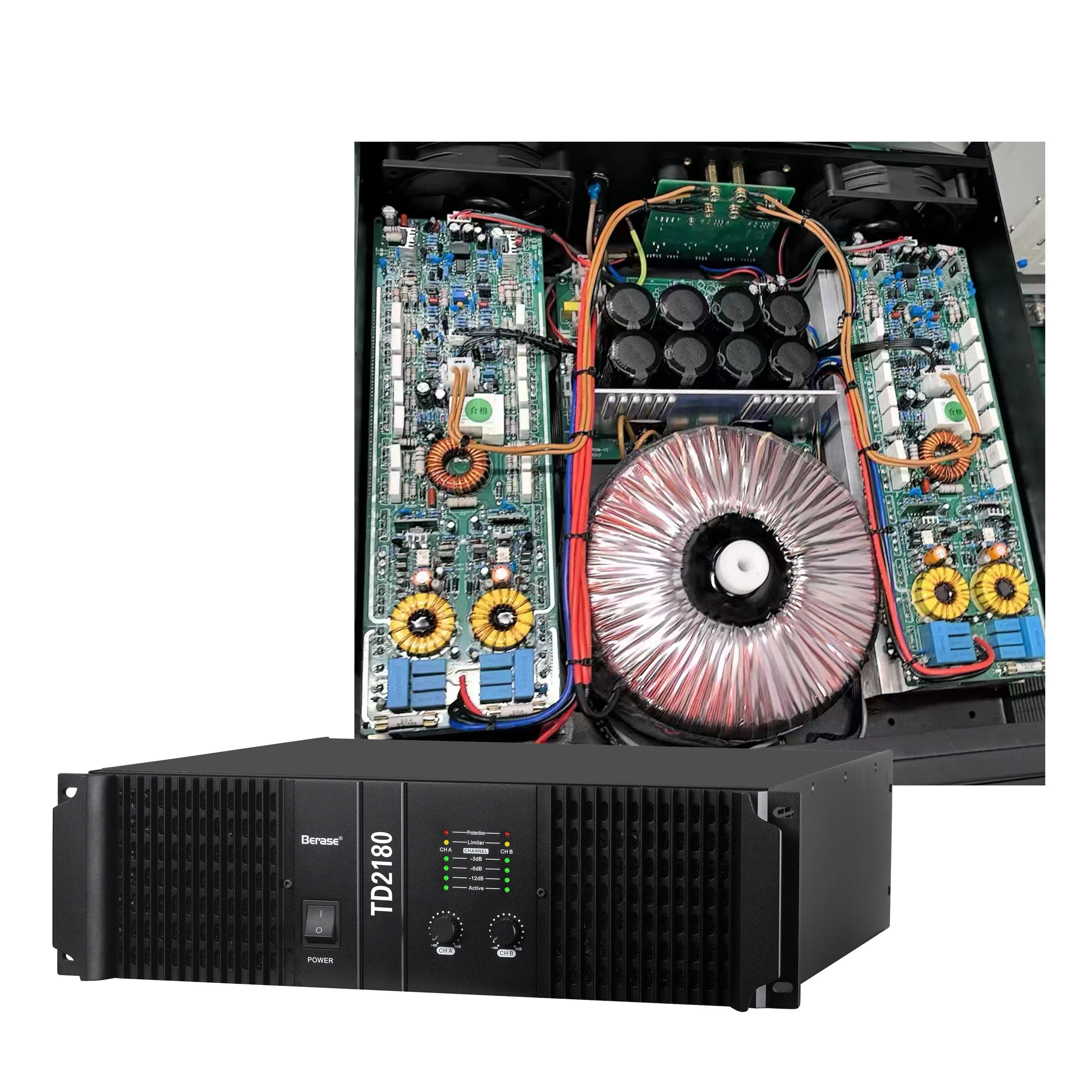 Фото Профессиональный усилитель мощности Aliexpress TD-2180 2x1800W класса D, 2U, для установки в стойку, высокой эффективности, для караоке, сцены, вечеринок и PA-систем №5