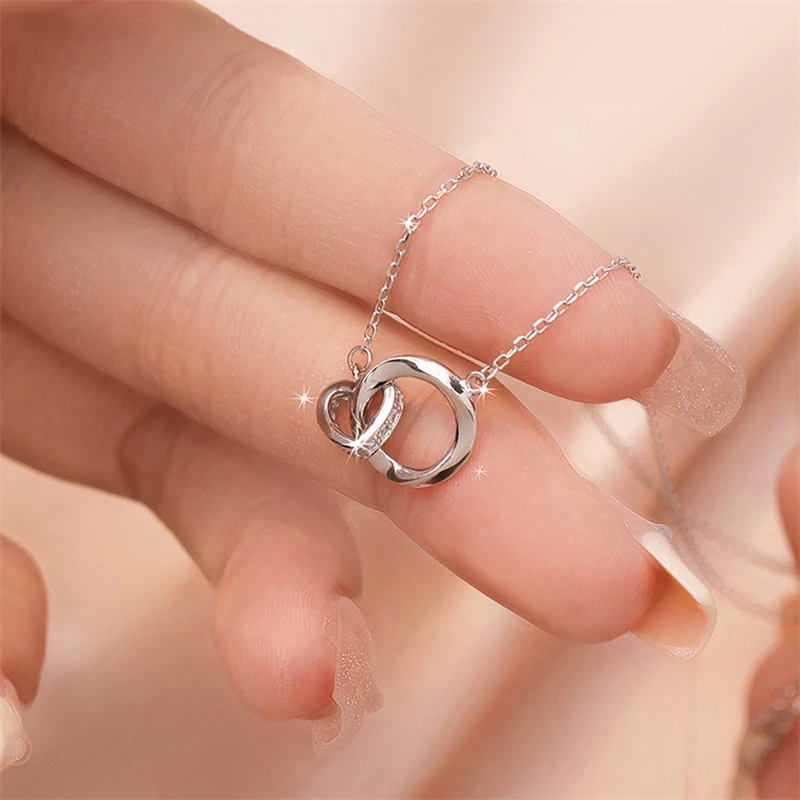 

Женское ожерелье из серебра 925 пробы, круглая подвеска, сверкающее ожерелье с кубическим цирконием, ювелирные изделия в Подарок на годовщину или день рождения