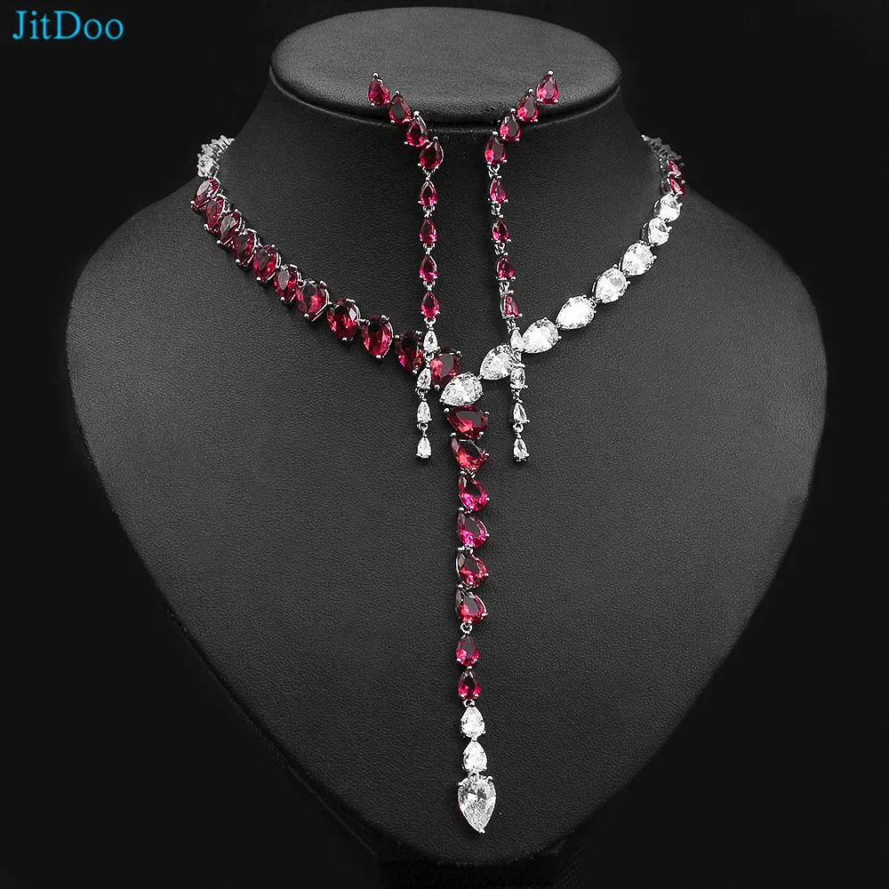 

JitDoo 2023 New Luxury Two-tone Spliced Drip Jewelry Sets for Women Anniversary Gift Wedding Dress Accessory Wholesale