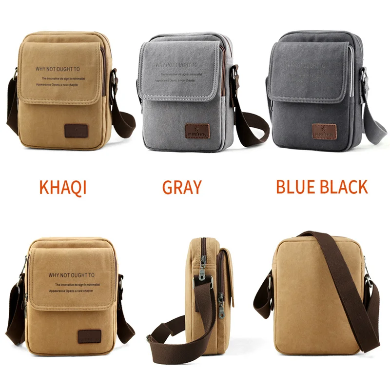 Mini Canvas Message Bags Crossbody for Men Dark Academia Style Vintage Cell Phone Shoulder Sling Bag Male Fanny Packs Pocket