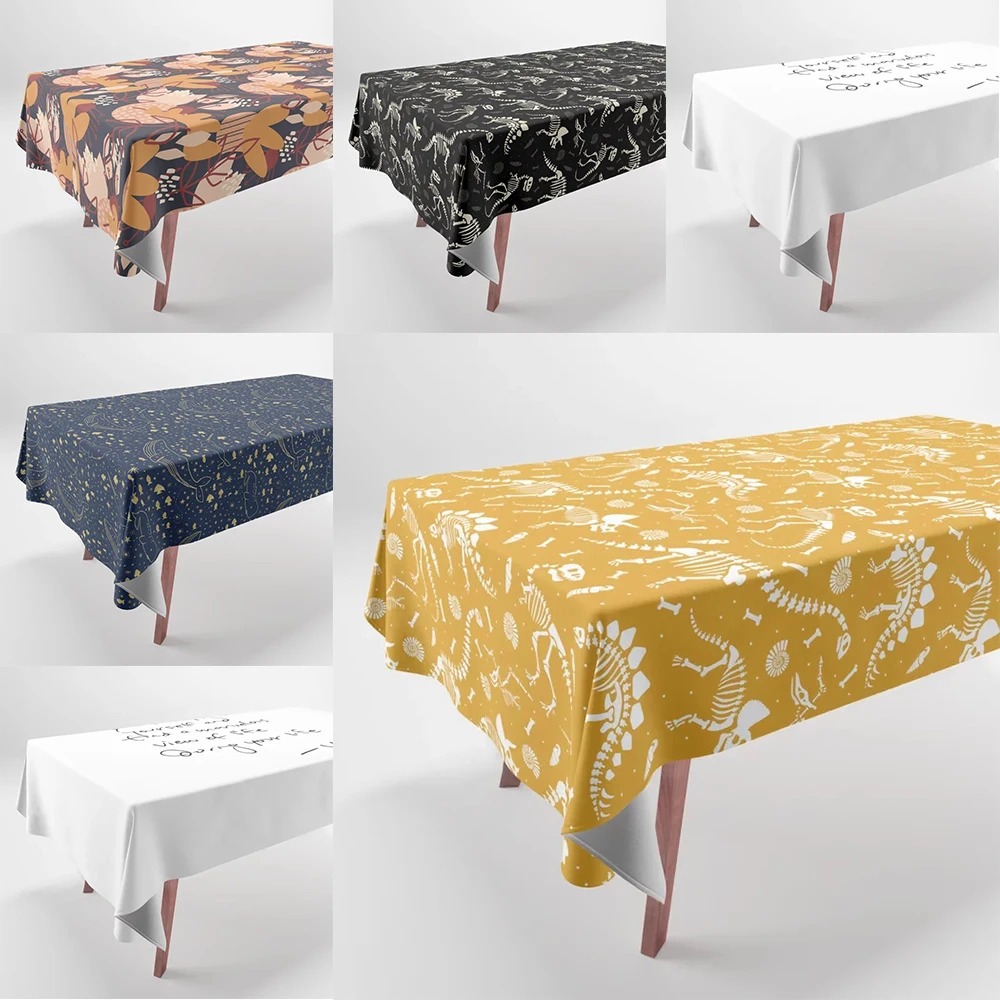 

Small Dinosaur Bone Pattern Tablecloth Home Decor Rectangular Party Tablecloth Stain Resistant Tablecloth