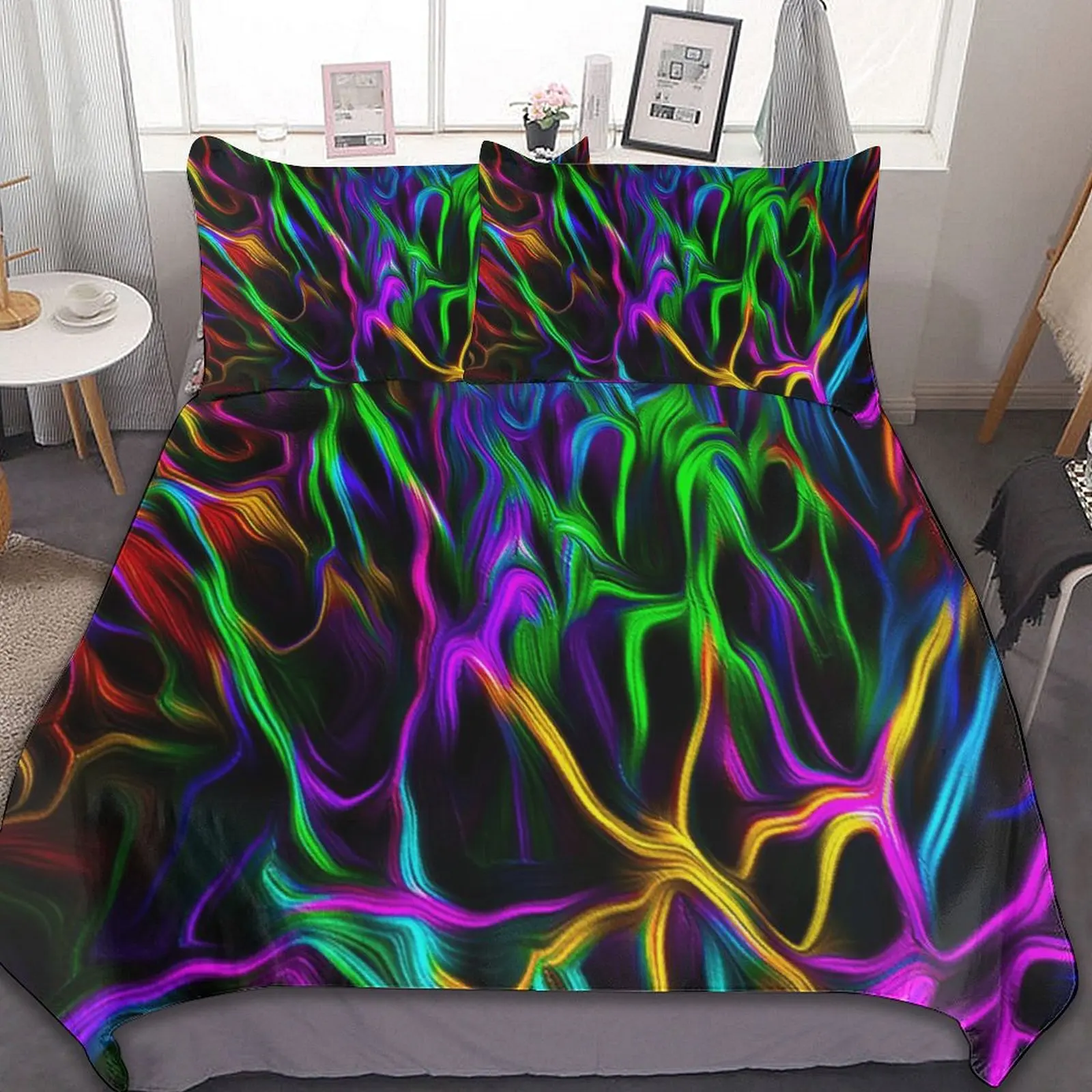 

3-Piece Bedding Set (1 Duvet Cover + 2 Pillow Shams) Colorful Abstract Style 86"x70",79"x90",90"x90"