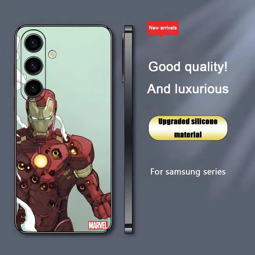 Фото Супергеройский чехол для телефона Iron Man Cool MARVEL для Samsung Galaxy S26 S25 S24 S23 S22 S21 Plus Ultra Note20, мягкий, черный №3