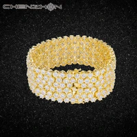 chenzhon iced out cubic zirconia bracelets for women goldsilver color luxury wedding gift 2020 new fashion charms bangles box