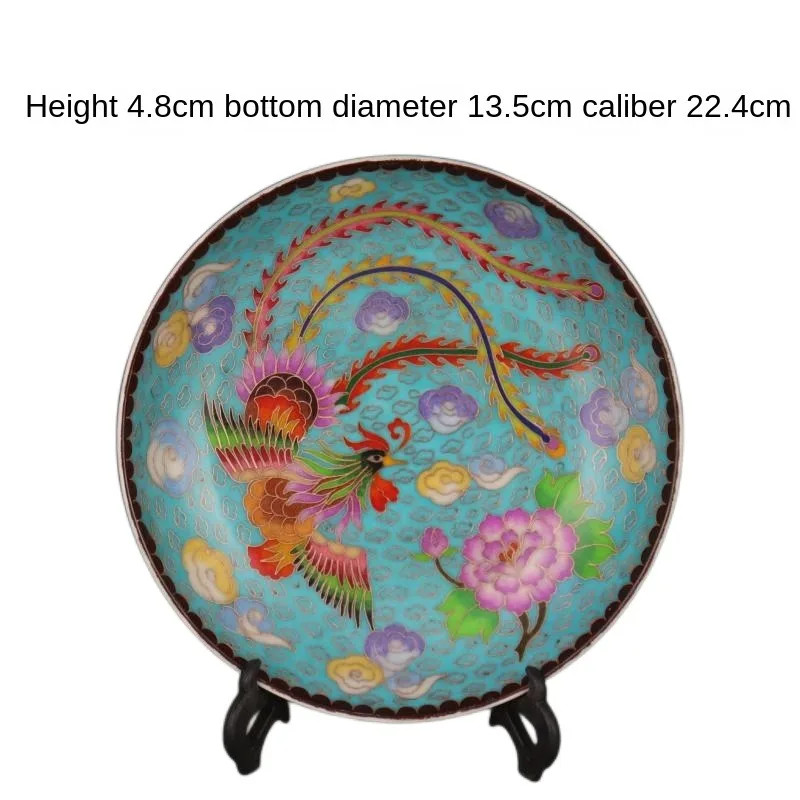 

Ming Dynasty Cheng Hua Pinched Silk Enamel Color Phoenix Plate Handmade Home Antique Chinese Porcelain Ornaments Collection