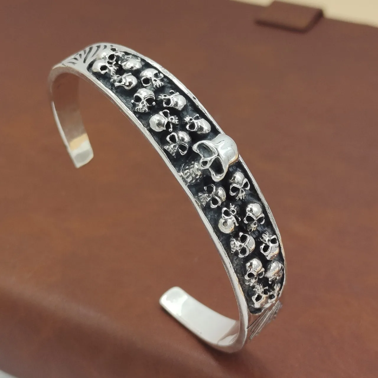 S925 серебро мужской стильный властный браслет с открытием черепа тайский