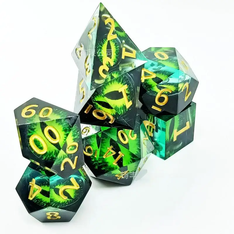 

Resin DND Dice Acrylic 7Pcs/Set Resin For DND Dice D4 D6 D8 D10 D12 D20 Polyhedral Games Dice Set For Dungeons And Dragon
