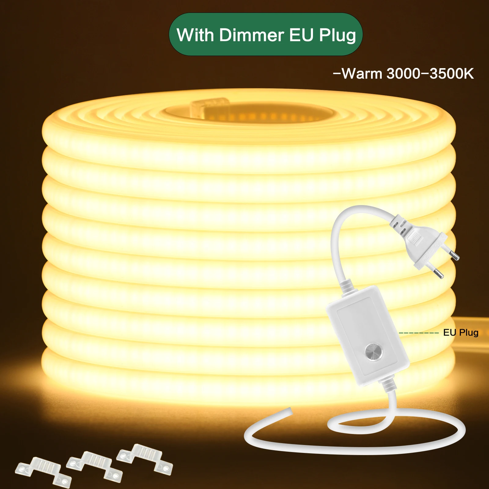 KISUFU Светодиодная лента COB 220В белая 288LED/м