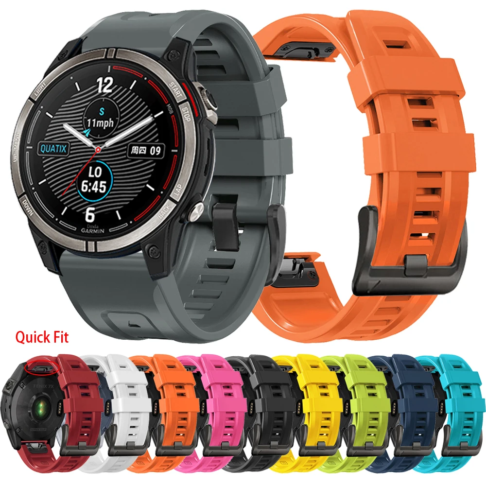 

Quick Fit Sports Silicone Strap For Garmin Quatix 7 7X 6 5 3 Bracelet Garmin Quatix 7X Solar Band 26mm 22mm Wristband Accessorie