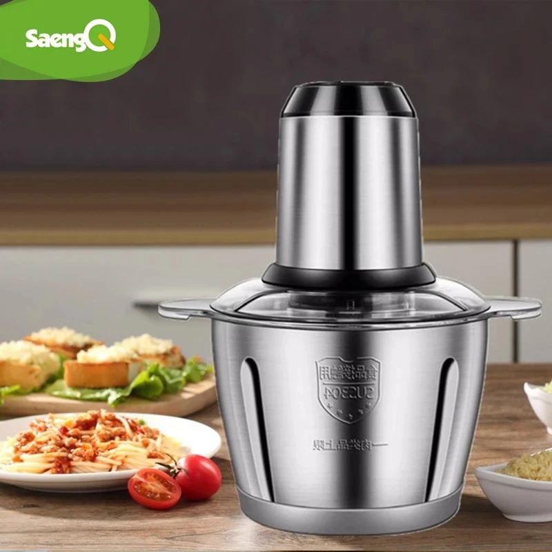 saengQ 2 Speeds 300W Stainless Steel Electric Chopper 3L Capacity Meat Grinder Mincer  Processor Slicer electric food chopper