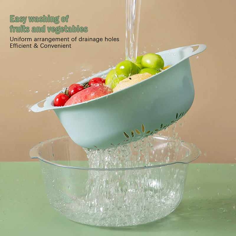 Double Drain Basket Bowl Washing Storage Basket Strainers Bowls Drainer Vegetable Cleaning Colander for Kitchen Tool