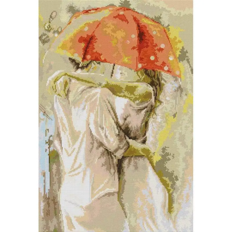 

Couple under the umbrella Oil Painting Character Pattern Cross Stitch Aida 14CT 16CT 11CT Canvas Fabric DIY Hand Embroidery Kits