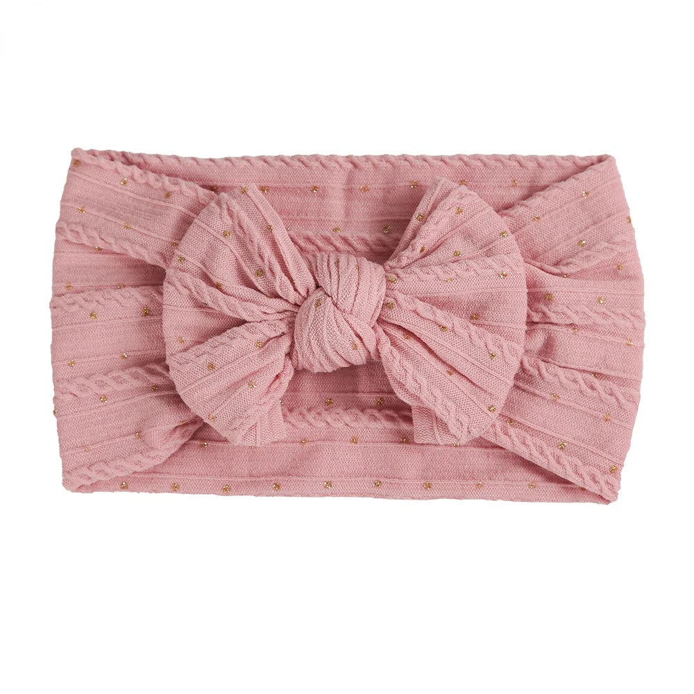 

Cute New Soft Bow Headwear for Kids Twist Children's Hairband Elastic Nylon Bronzing Jacquard Bows Baby Hair Band Accessories