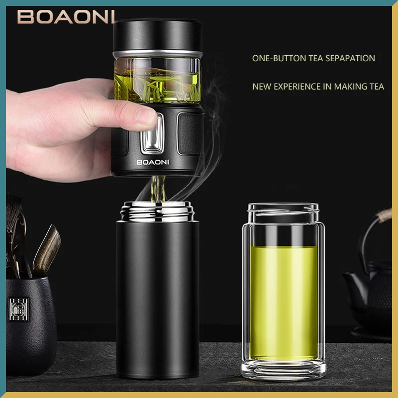

BOAONI High Grade Tea and Water Separation Cup 316 Stainless Steel Insulated Tea Cup Business Gift Thermos Bottle Tumbler Cup