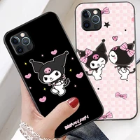 cartoon hello kitty phone case for funda iphone 11 12 13 pro max 12 mini x xr xs max 6 6s 7 8 plus carcasa back soft black