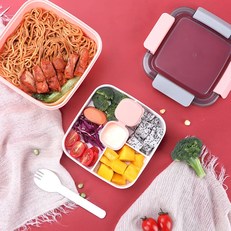 

Stainless Steel Lunch Box Portable Grids Bento Box Candy Color Student School Office Healthy Food Storage Containers Lunch bag