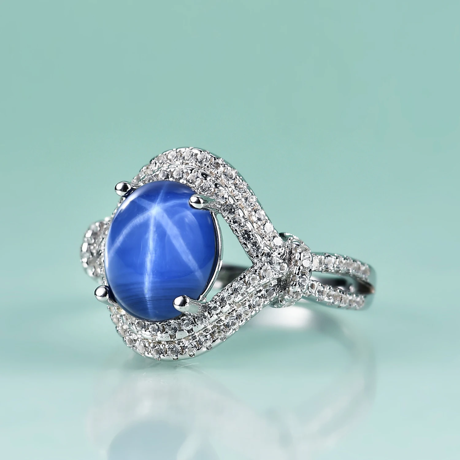

Кольцо GOLUCA 925 пробы Серебряное, 8x10 мм, овальное, винтажное, синее, звёзд, сапфир, обещание кольца, лучший подарок для женщин