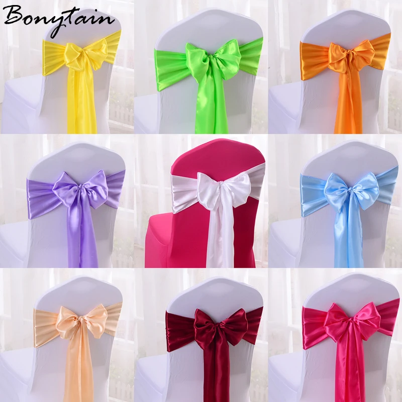 

2.7M Chair Sashes Knotted Bows Ribbon Satin Silk Cloth Chair Fabric Seat Chair Cover Sashes Festival Wedding Party Chair Decor