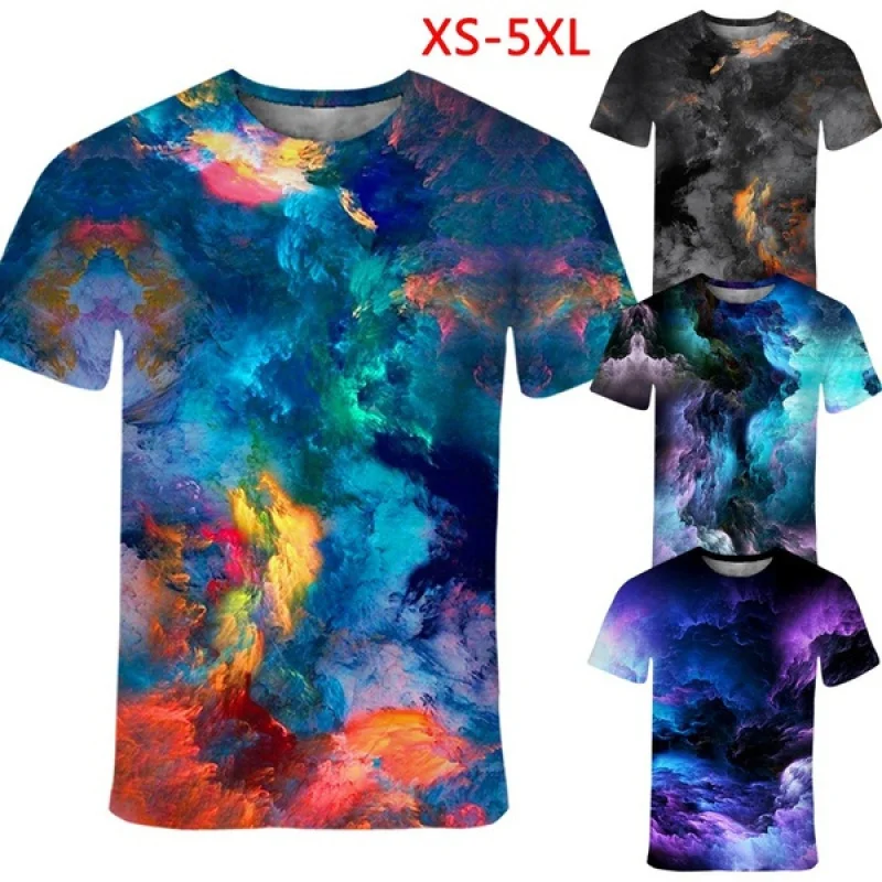 

Colorful Starry Sky T Shirt Space Galaxy T-shirts Creative 3d T-shirt Casual Streetwear Short Sleeve Shirt Summer Mens Tops