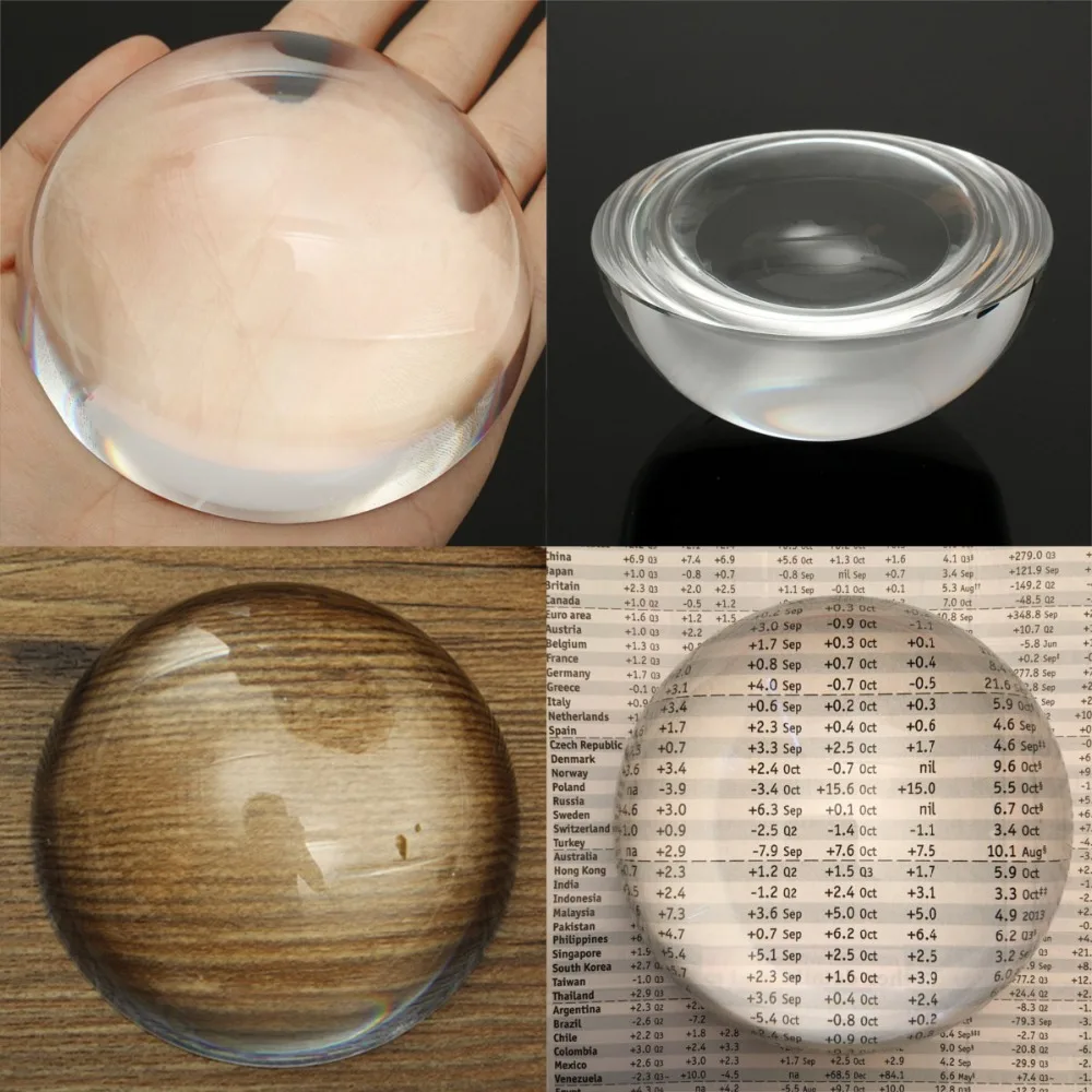 80mm K9 Clear Magnifying Crystal Dome Magnifier Reading Paperweight Hemisphere Semi Ball Crystal Ball images - 6