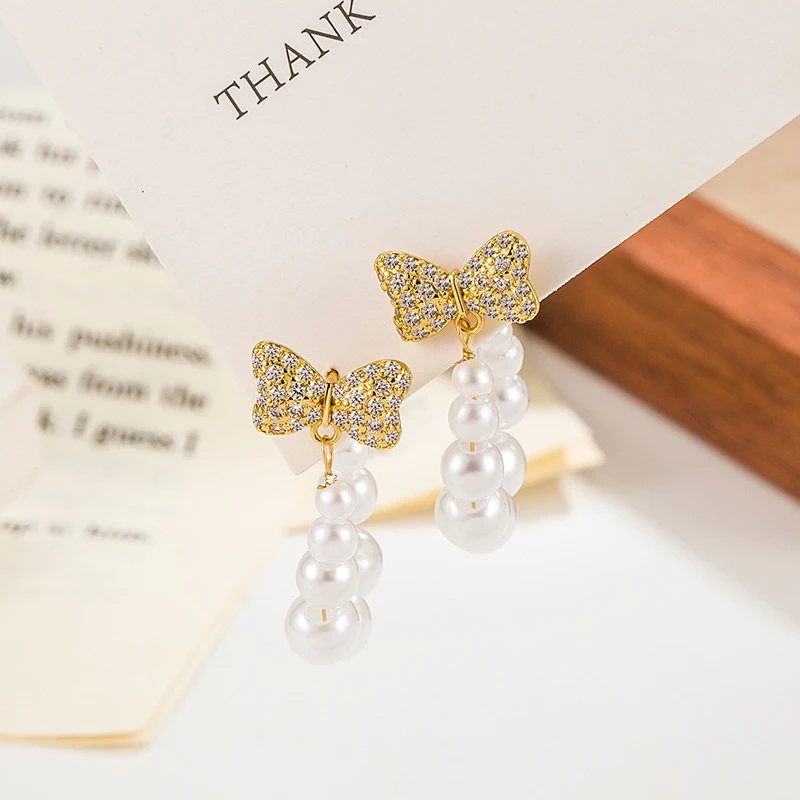 Милые/романтичные женские серьги KOFSAC с бантом из циркония ювелирные изделия